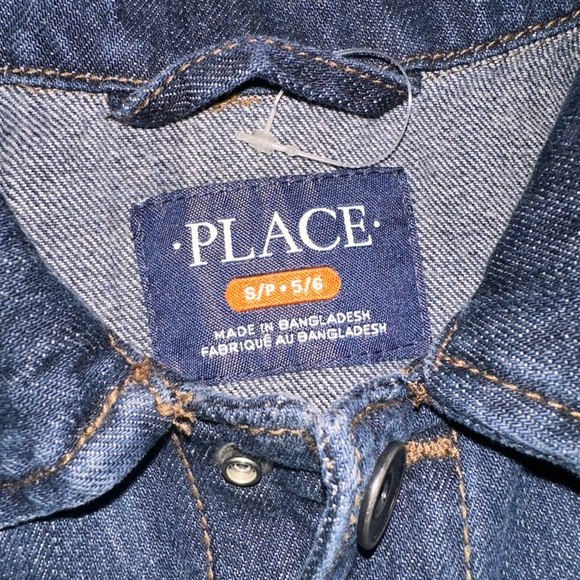 The Childrens Place Embellished Denim Jean Jacket Sequin Heart Patches S(5-6) - Picture 6 of 7